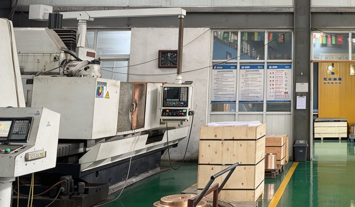 Bronze bushing machining workshop and export crates